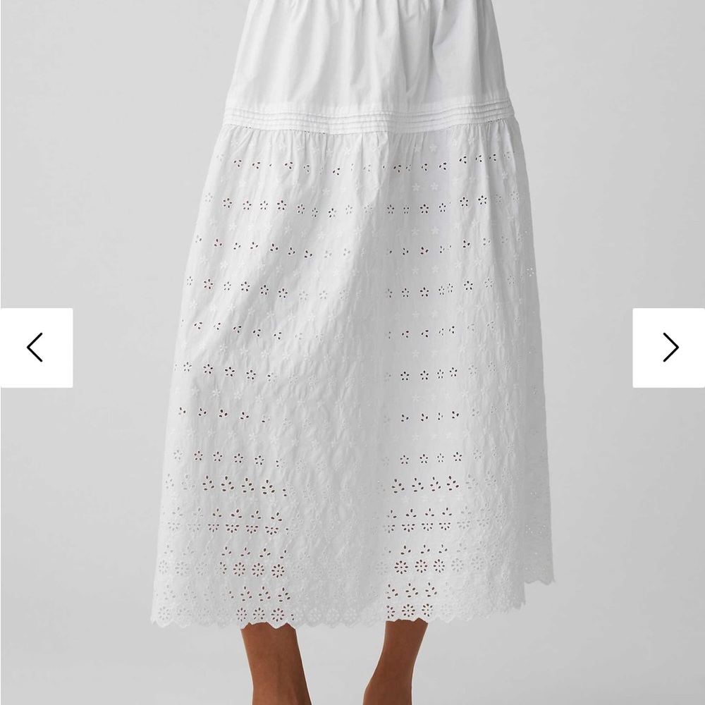 Elegant White Eyelet Midi Skirt